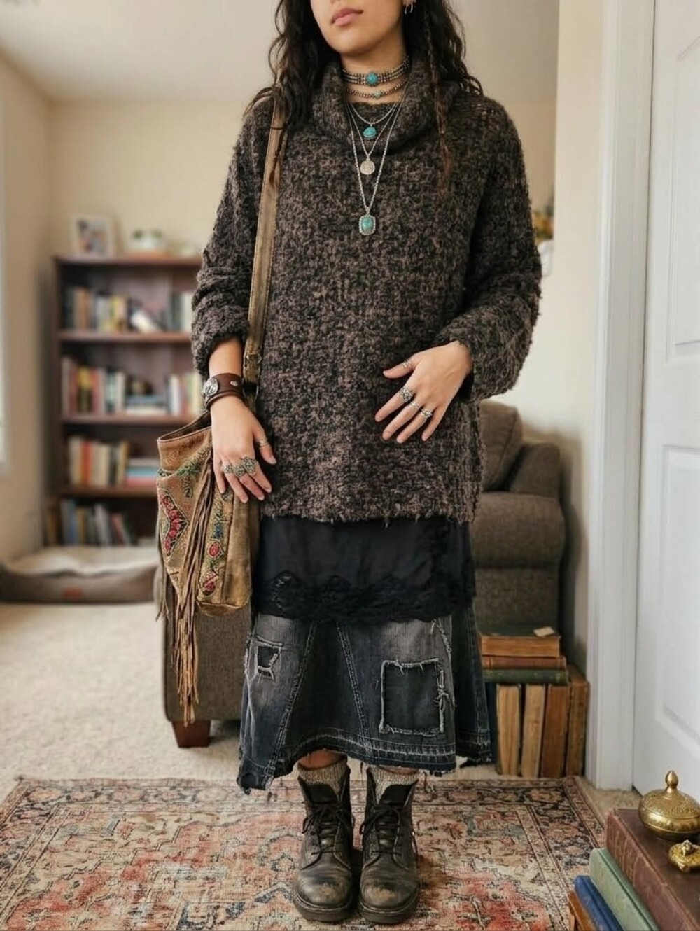 Free People Womens Sweater XS Alpaca Oversize Boho Grunge Granola Earthy Indie